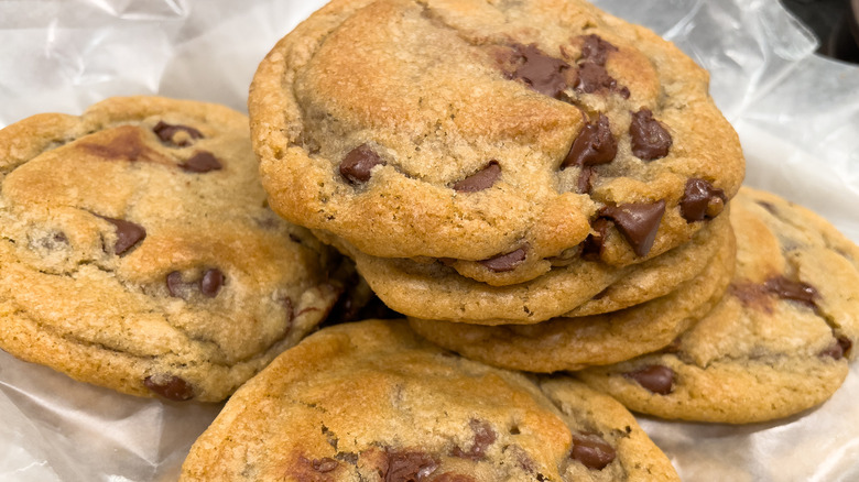 freshly baked chocolate chip cookies