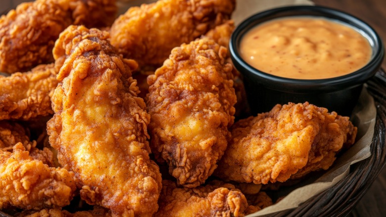 Chicken tenders with creamy dipping sauce