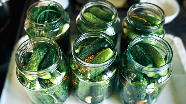 An illustrative image showing several jars of homemade pickles.