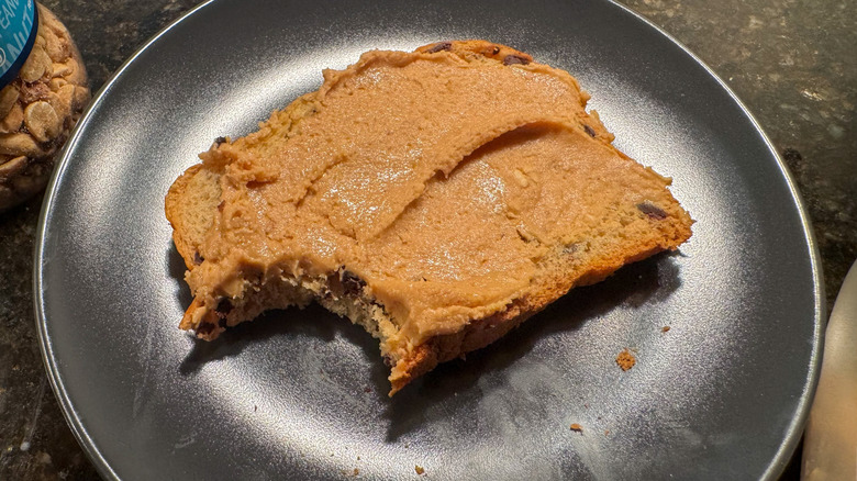Plate of toast with homemade peanut butter