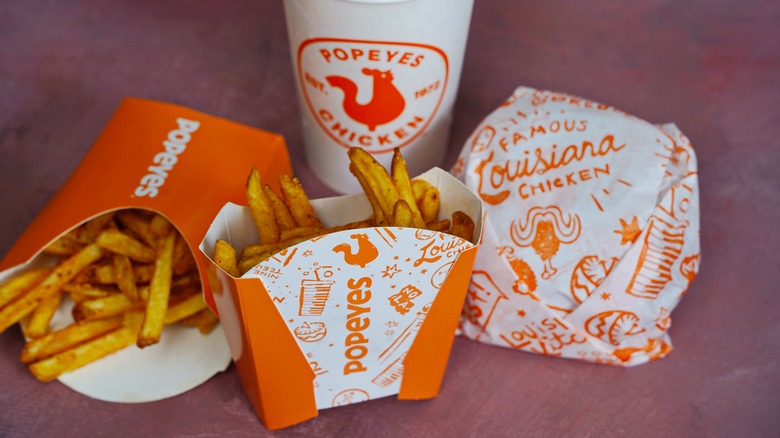 Popeyes chicken combo meal on table