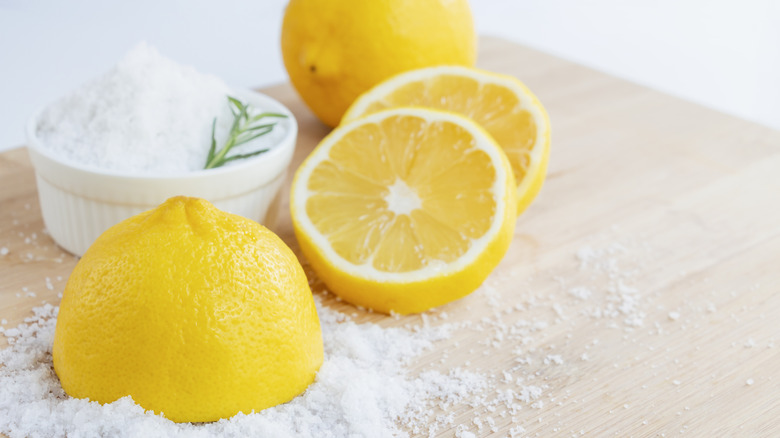 sliced lemons and flaky salt