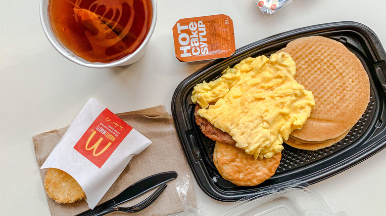 McDonald's pancakes, eggs, and hashbrown