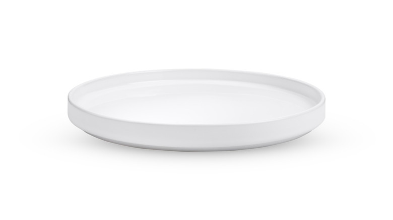white plate on white background