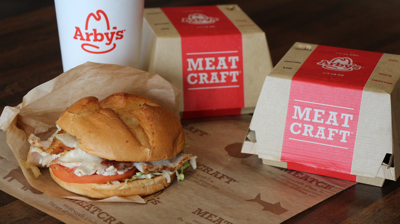 an Arby's sandwich and drink