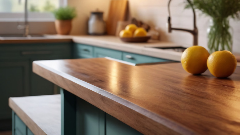 kitchen island painted dark teal