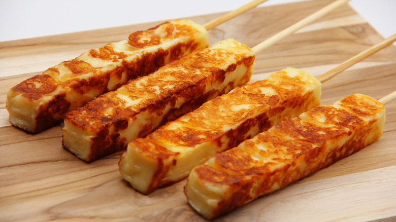 grilled coalho cheese on skewers