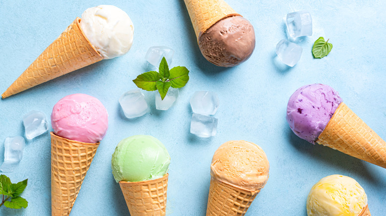 Various ice cream cones