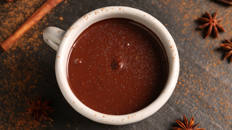 Melted chocolate in white bowl
