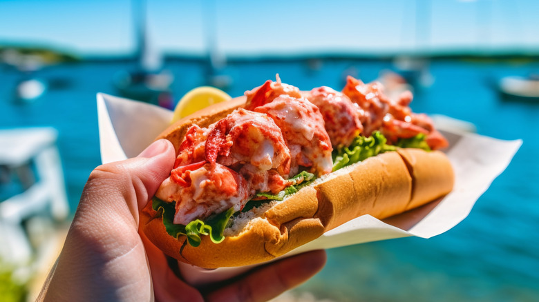 Lobster roll with lettuce
