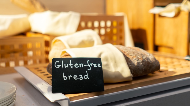 Gluten-free bread on buffet line
