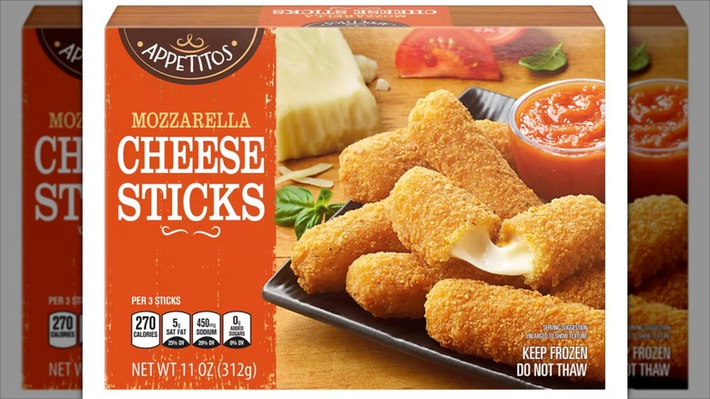 Box of Appetitos' mozzarella cheese sticks.
