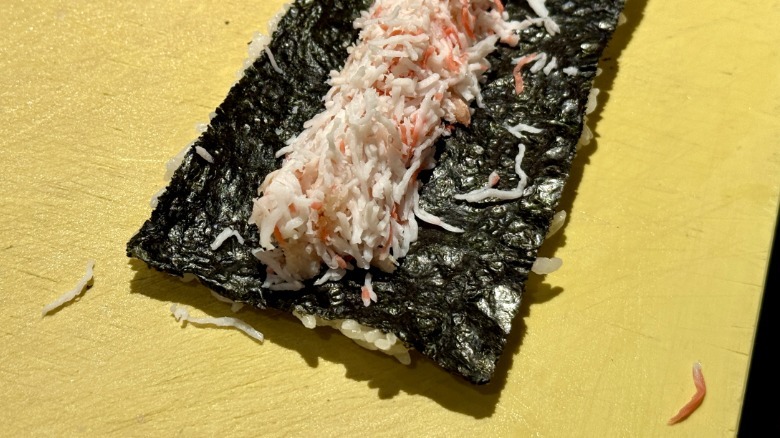 Imitation crab on nori