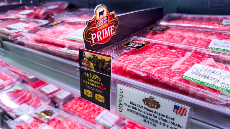 Prime beef in a Chinese grocery store