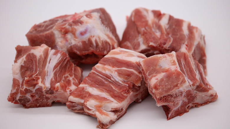 Beef neck bones on a white background