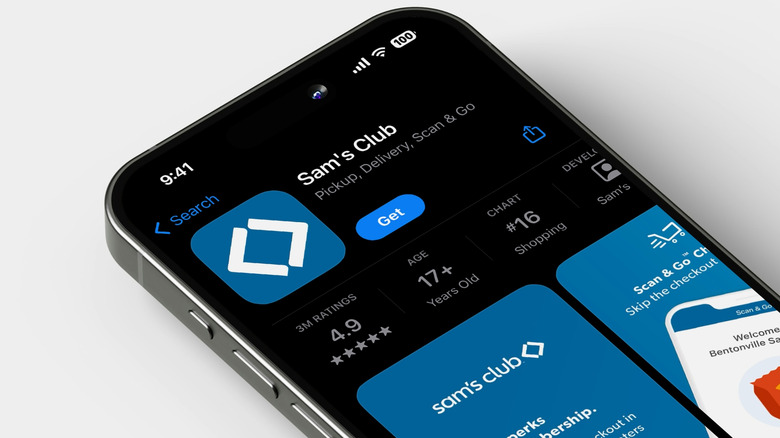 iPhone opened to the app store with the Sam's Club app