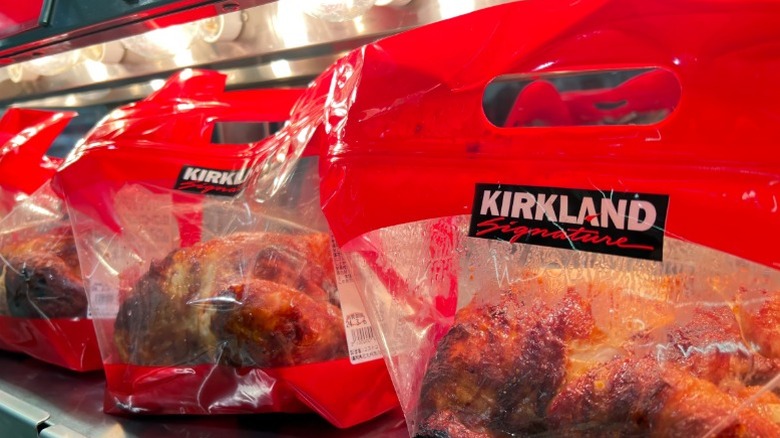 Costco rotisserie chickens lined up