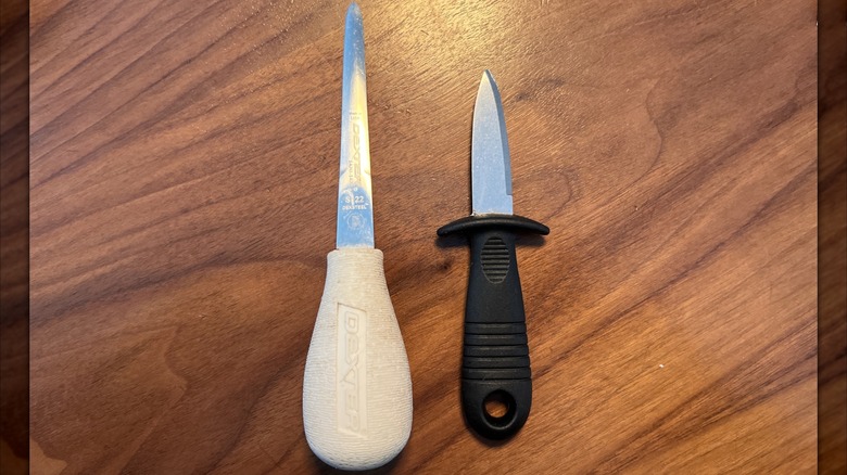 Two different oyster shucking knives