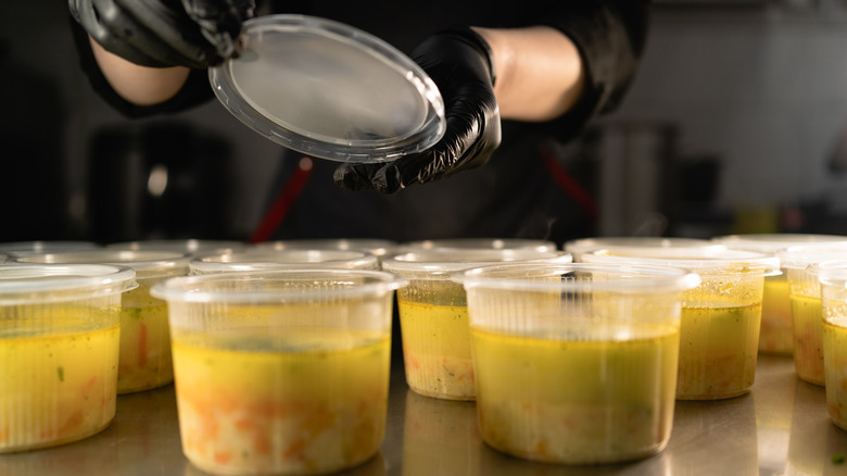 tupperwares of hot soup