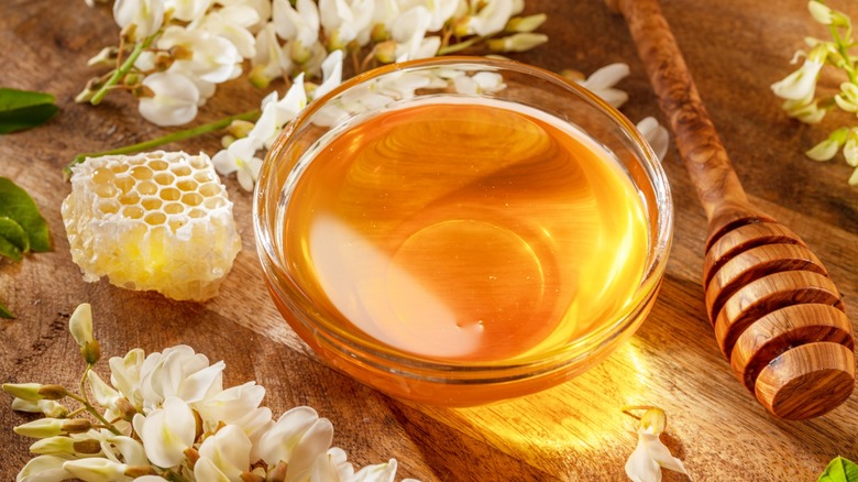 A small bowl of honey