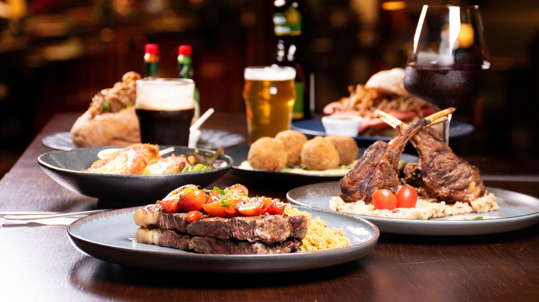 Assorted steakhouse menu items