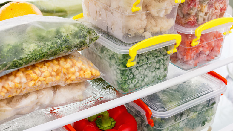 food flat packed in a freezer