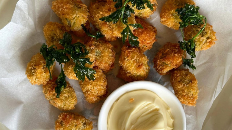 Fried olives with dip