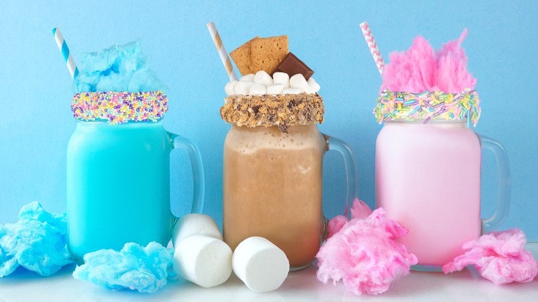 different kinds of  mason jar milkshakes