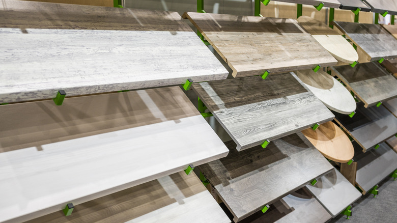 Construction rack of flooring options
