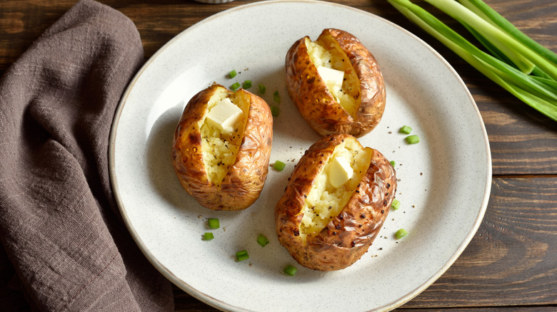 Baked potatoes on a plate