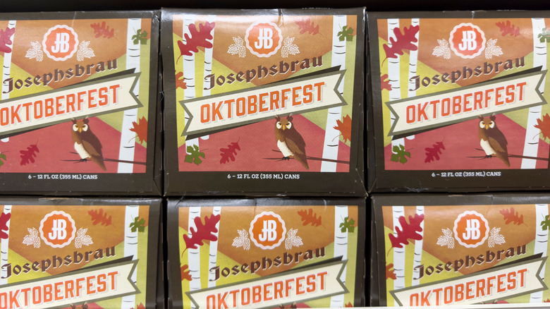 Six-packs of Trader Joe's seasonal Oktoberfest beer