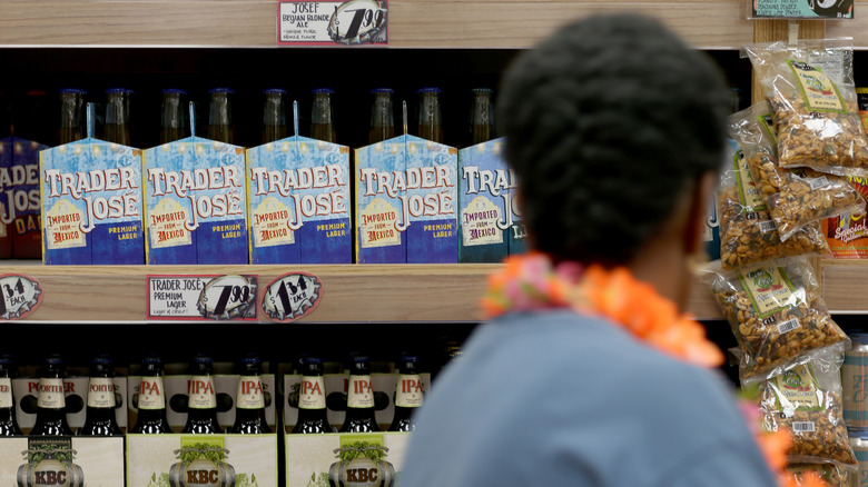 Trader Joe's premium lager beer on the shelf