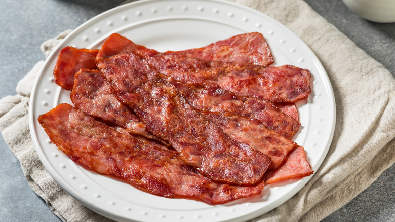Plate of turkey bacon