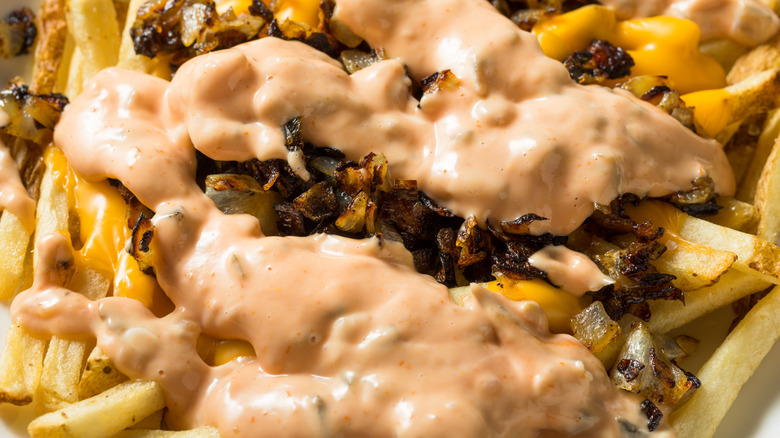 Animal Cheese French Fries with Onions and Dressing
