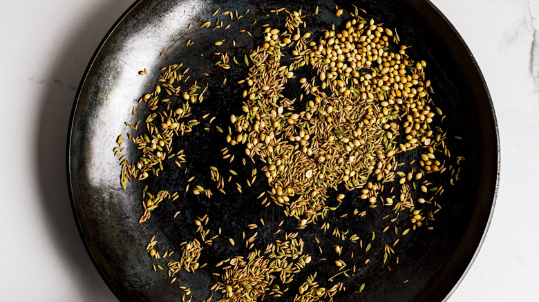 Toasting spices in skillet