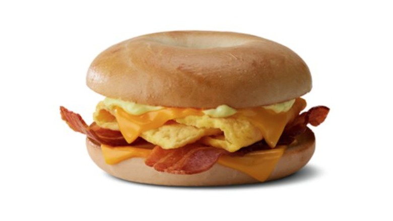 McDonalds bacon egg and cheese bagel sandwich
