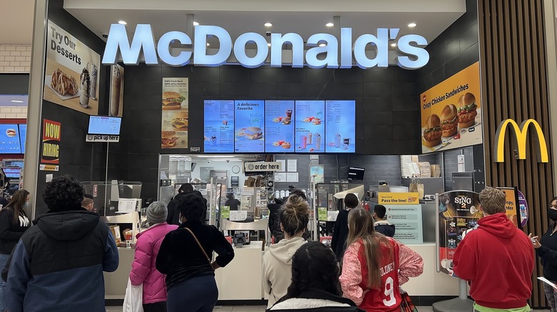 customers waiting in McDonalds