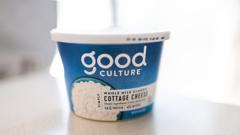 A tub of Good Culture cottage cheese.