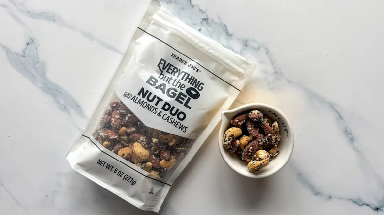 Trader Joe's EBTB nuts on marble surface