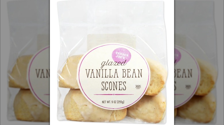 Glazed vanilla bean scones in a bag