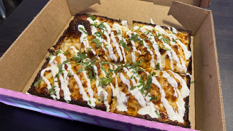 Bobbi's Detroit-ish Butter Chicken pizza