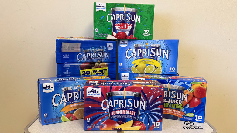 Capri Sun boxes stacked on top of each other