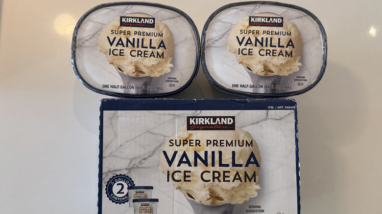 Kirkland Signature Super Premium Vanilla Ice Cream tubs