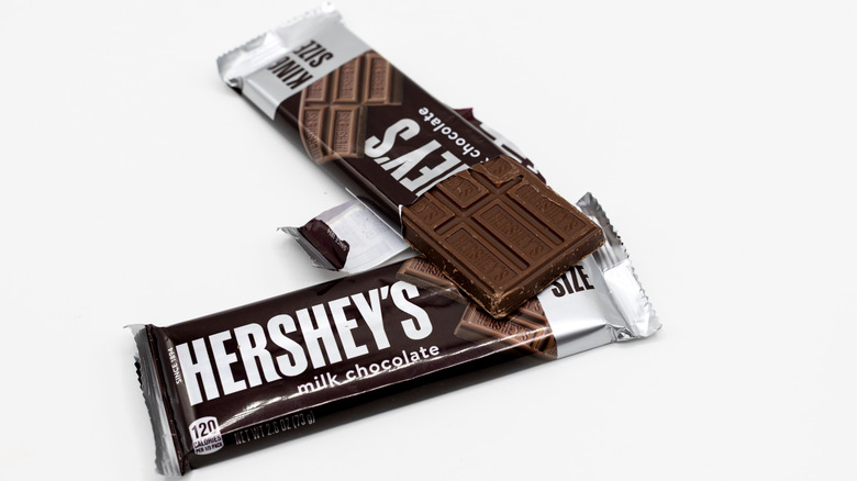Milk Chocolate Hershey's bar on white background