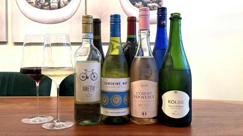 Shelves of wine at Aldi