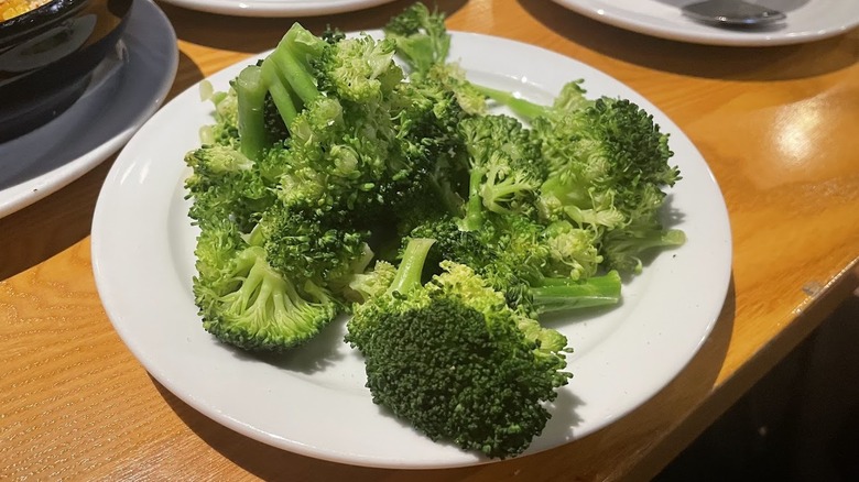 A plate of steamed broccoli from Chili's