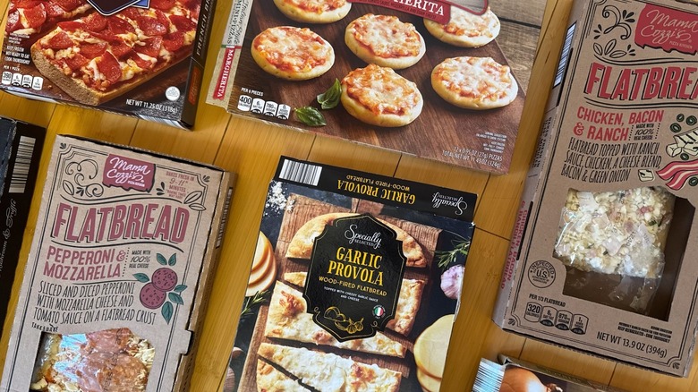 close-up of Aldi frozen pizzas