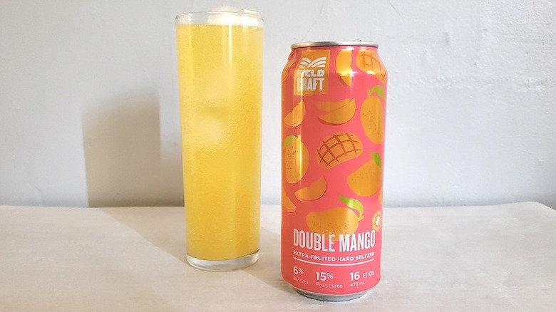 Fieldcraft double mango hard seltzer with its package