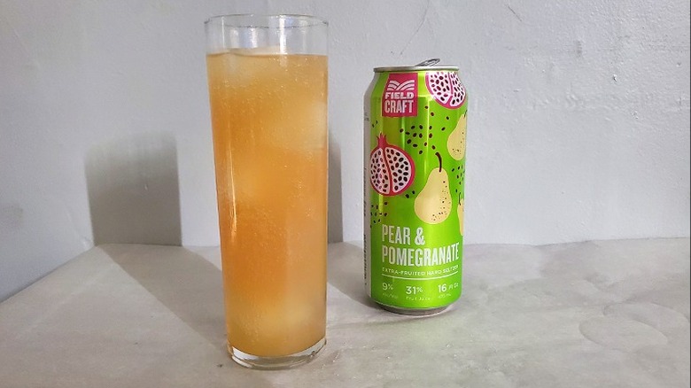 Fieldcraft pear pomegranate hard seltzer with its package