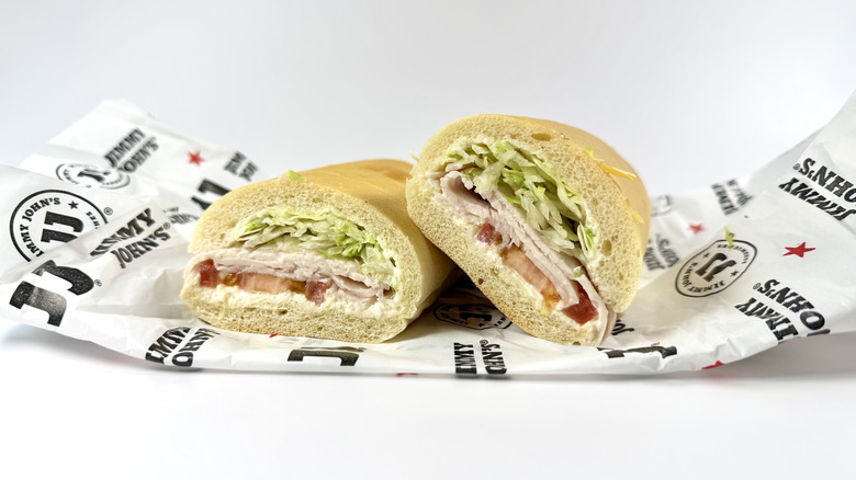 Jimmy John's Turkey Tom with its packaging on a white background